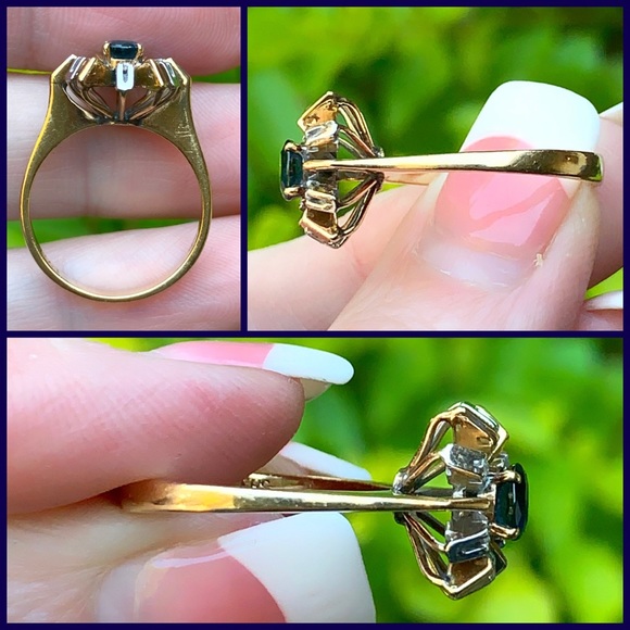 🔥SOLD🔥 14K Starburst Sapphire & Diamond Ring - Picture 7 of 8